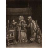 Wallerant Vaillant nach Gerard Ter Borch. Der abgelehnte Brief / Die trinkende Dame. 2 Schabkunstblä