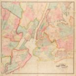 USA. - New York. Map of the city of New York and its vicinity ... F. Walling. 1866. Auf Leinen aufge