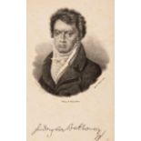 Ludwig van Beethoven, Brustbild. Kreidelithographie von Mertens nach Höfel/Letronne. 1814.