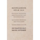 Deutscher Werkbund. Arbeitsgemeinschaft Köln- Rheinlande. Ausstellungen Köln 1929. Amtl. Katalog. Bl