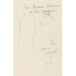 Marc Chagall. Devant le chevalet. 1956. Federzeichnung. Signiert und gewidmet 'pour Hermann Scherrer