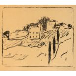 Erich Heckel. Häuser am Hügel. 1909. Lithographie. Signiert. Dube L 97.