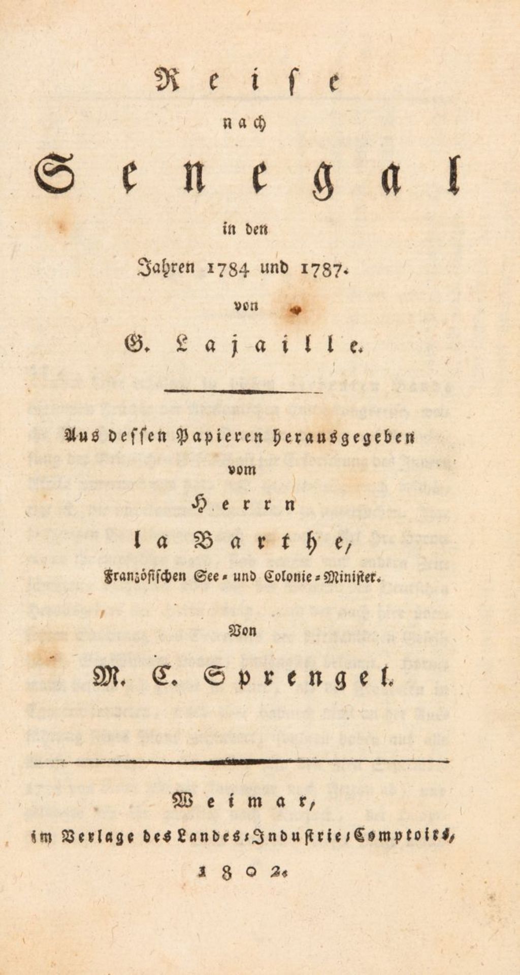 Bibliothek der neuesten und wichtigsten Reisebeschreibungen. 3 Bde. in einem.: F. K. Hornemann, G. L