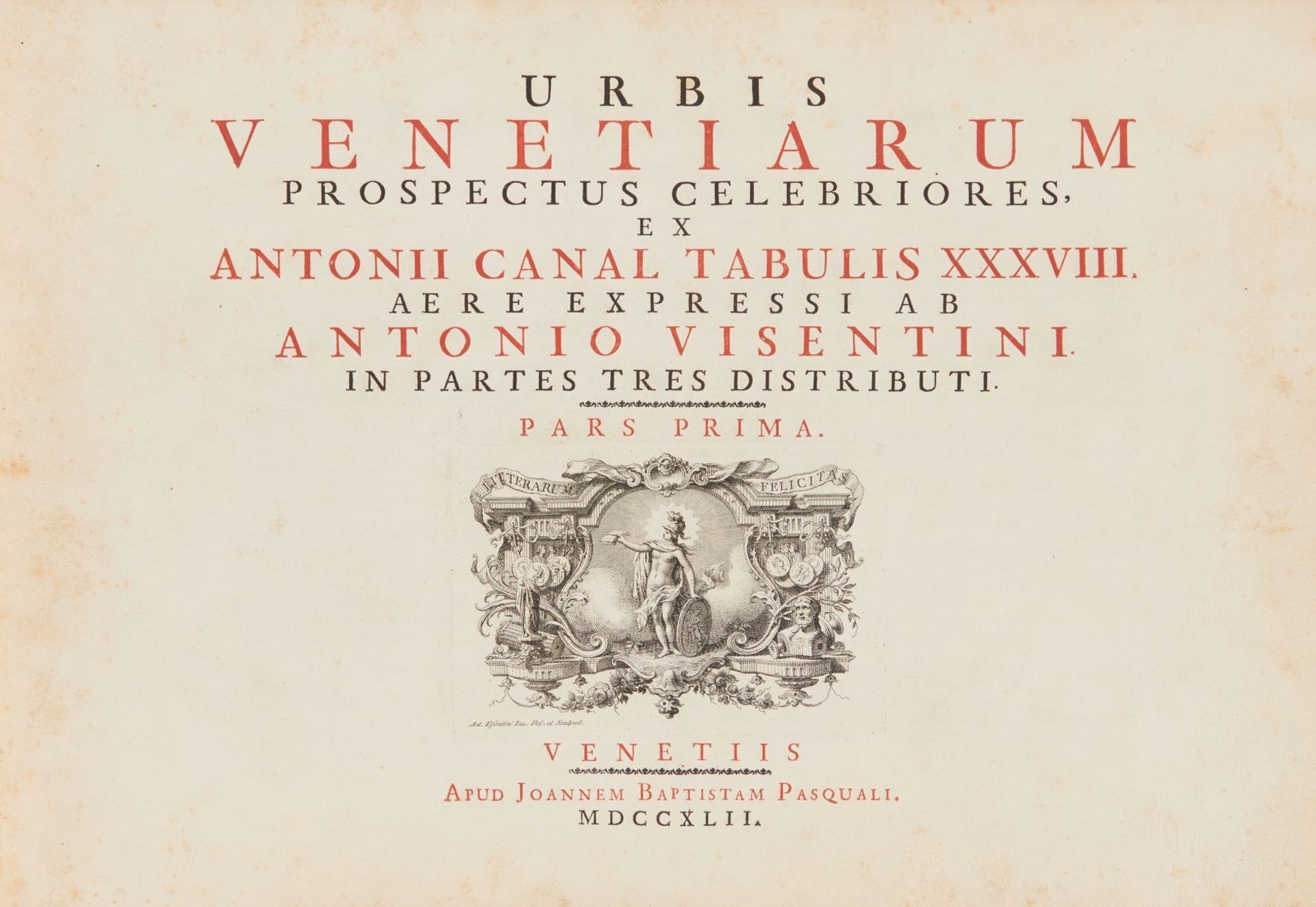 A. Canaletto / A. Visentini, Urbis Venetiarum Prospectus. 3 Teile in 1 Bd. Venedig 1742. - Image 2 of 6