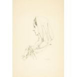 Léonard Tsuguharu Foujita. Profil de Madone (1957). Lithographie. Signiert. Ex. 162/220.