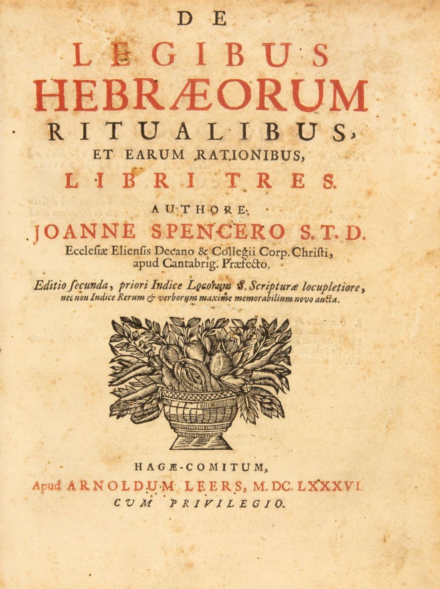 J. Spencer, De legibus Hebraeorum ritualibus. Den Haag 1686.