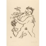 Oskar Kokoschka. Pan mit Panflöte. 1976/77. Kreidelithographie. Signiert. Ex. VII/XXXV. Wingler/Welz