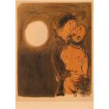 Marc Chagall. Couple en Ocre. 1952. Farblithographie. Signiert. Ex. 89/100. Mourlot 59.