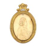 An ivory oval portrait. Ca. 1700.