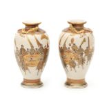 A pair of Japanese Satsuma vases. Meiji (1868-1912)