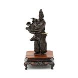 A Japanese bronze okimono, Fujiwara No Yasumasa. Meiji (1868-1912)