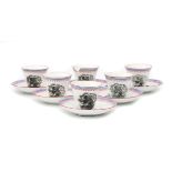 Six porcelain cup and saucers with anti-slavery decors.