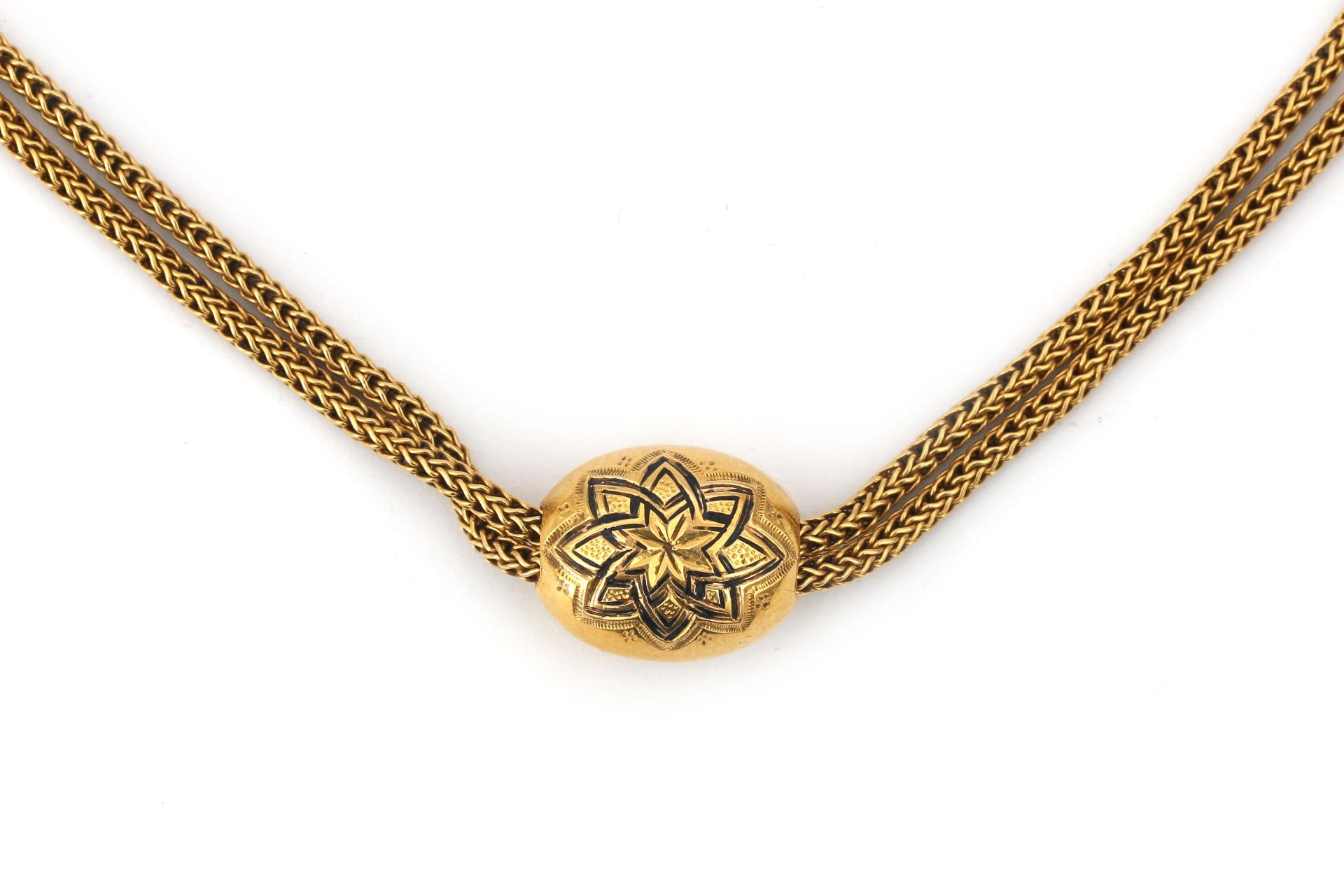 An 18 karat gold fox tail link watch chain/ necklace