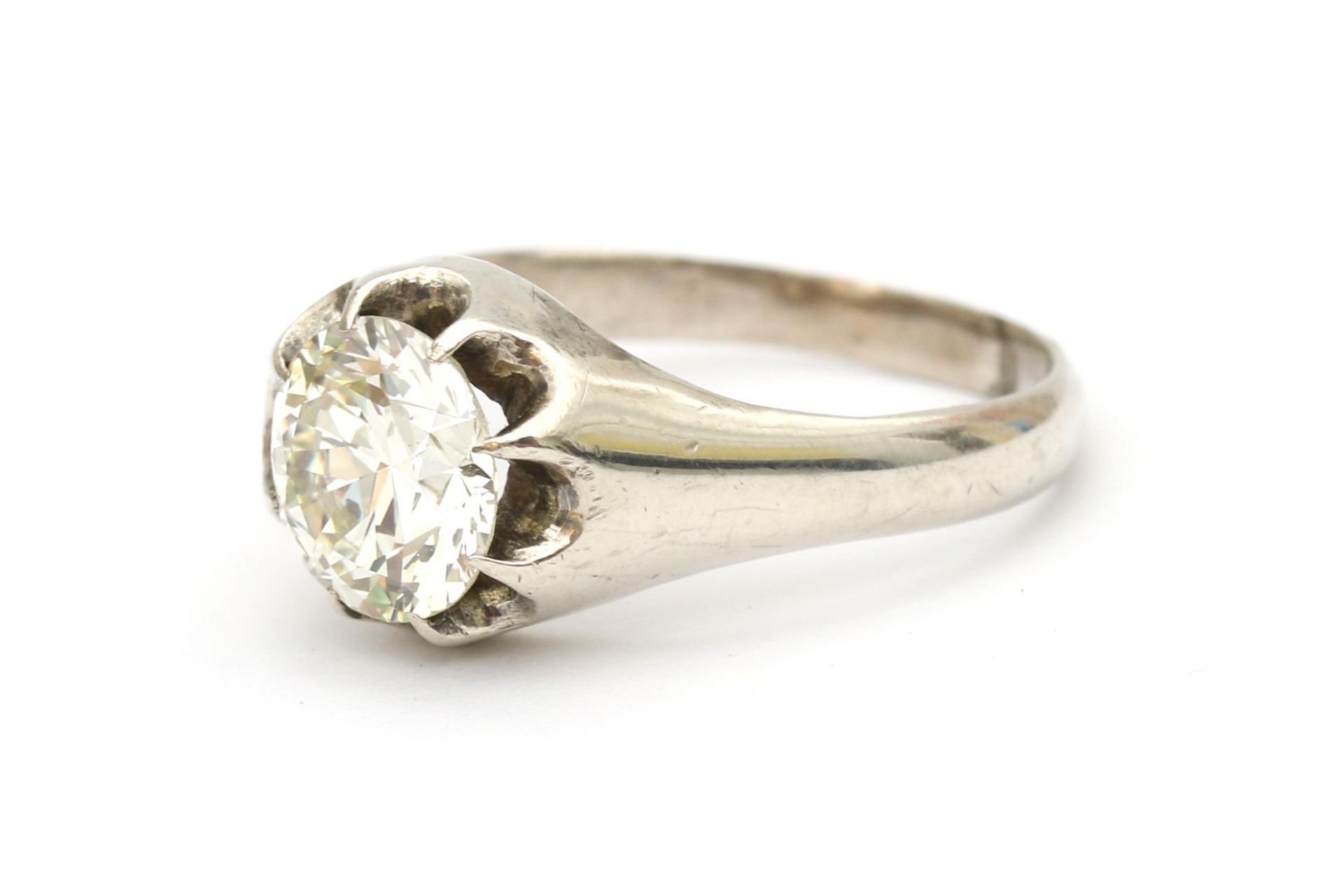A silver diamond solitaire ring, ca. 1.65 ct. - Image 2 of 2
