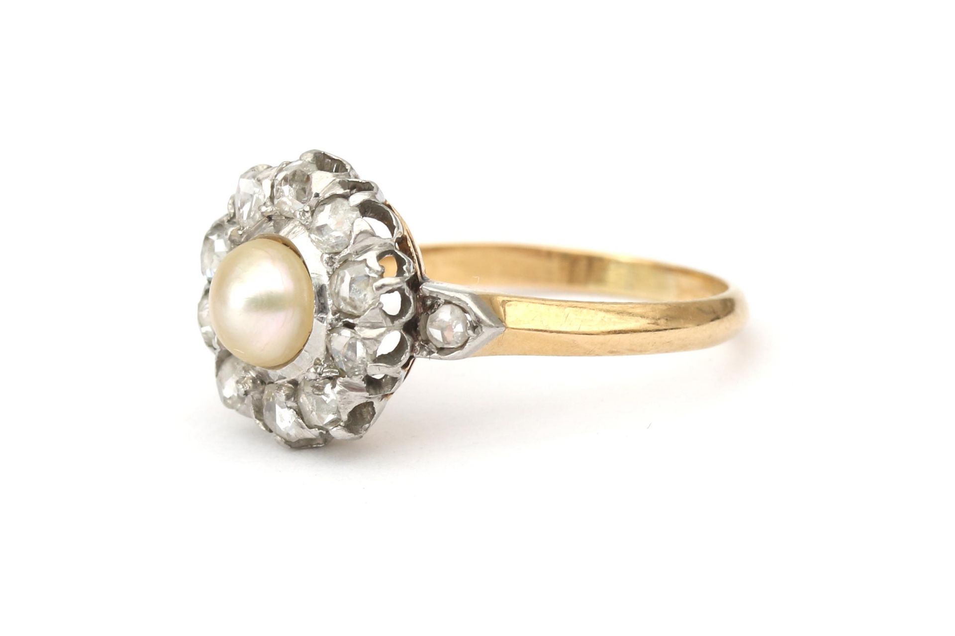 An 18 karat gold diamond and pearl cluster ring - Image 2 of 2