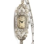 A white gold diamond Art Deco ladies wristwatch