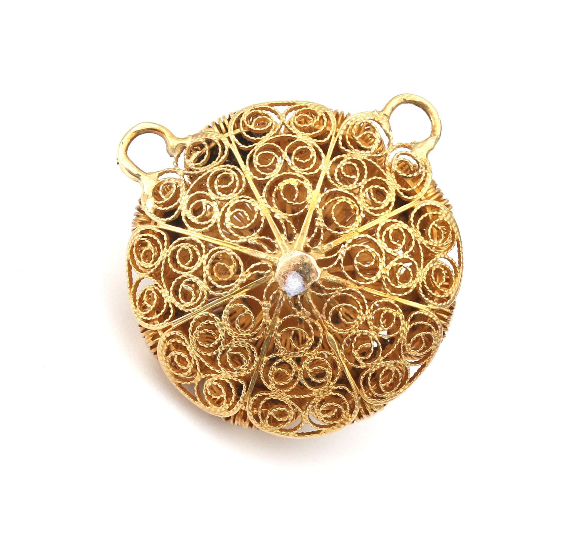 A 14 karat gold regional cannetille and filigree pendant - Image 2 of 2