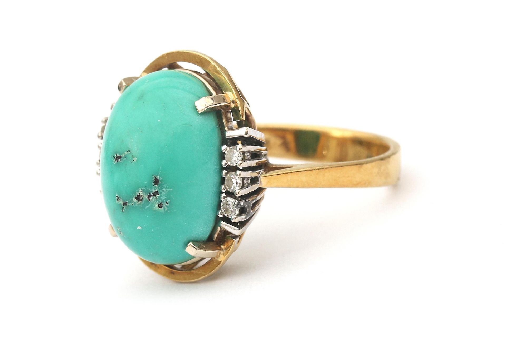 A 14 karat turquoise and diamond ring - Image 2 of 2