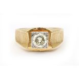 A 14 karat gold diamond solitaire ring, ca. 1 ct.