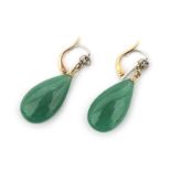 A pair of 18 karat gold diamond and amazonite earrings