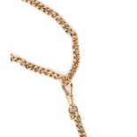 A 14 karat gold twisted link watch chain