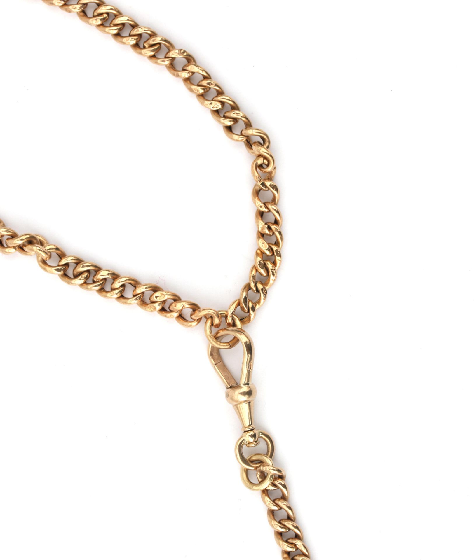 A 14 karat gold twisted link watch chain