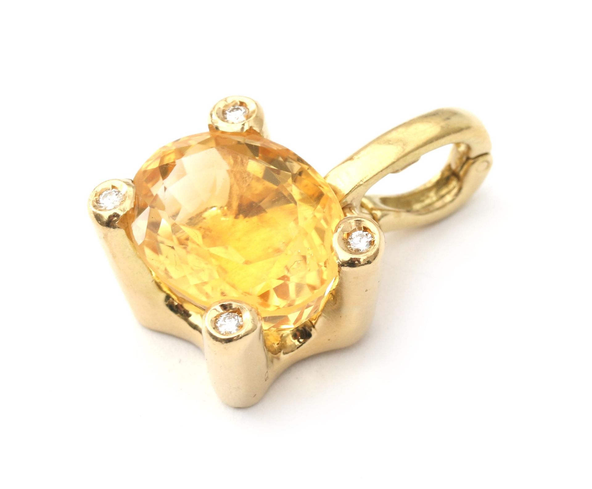 An 18 karat gold diamond and citrine pendant - Image 2 of 2