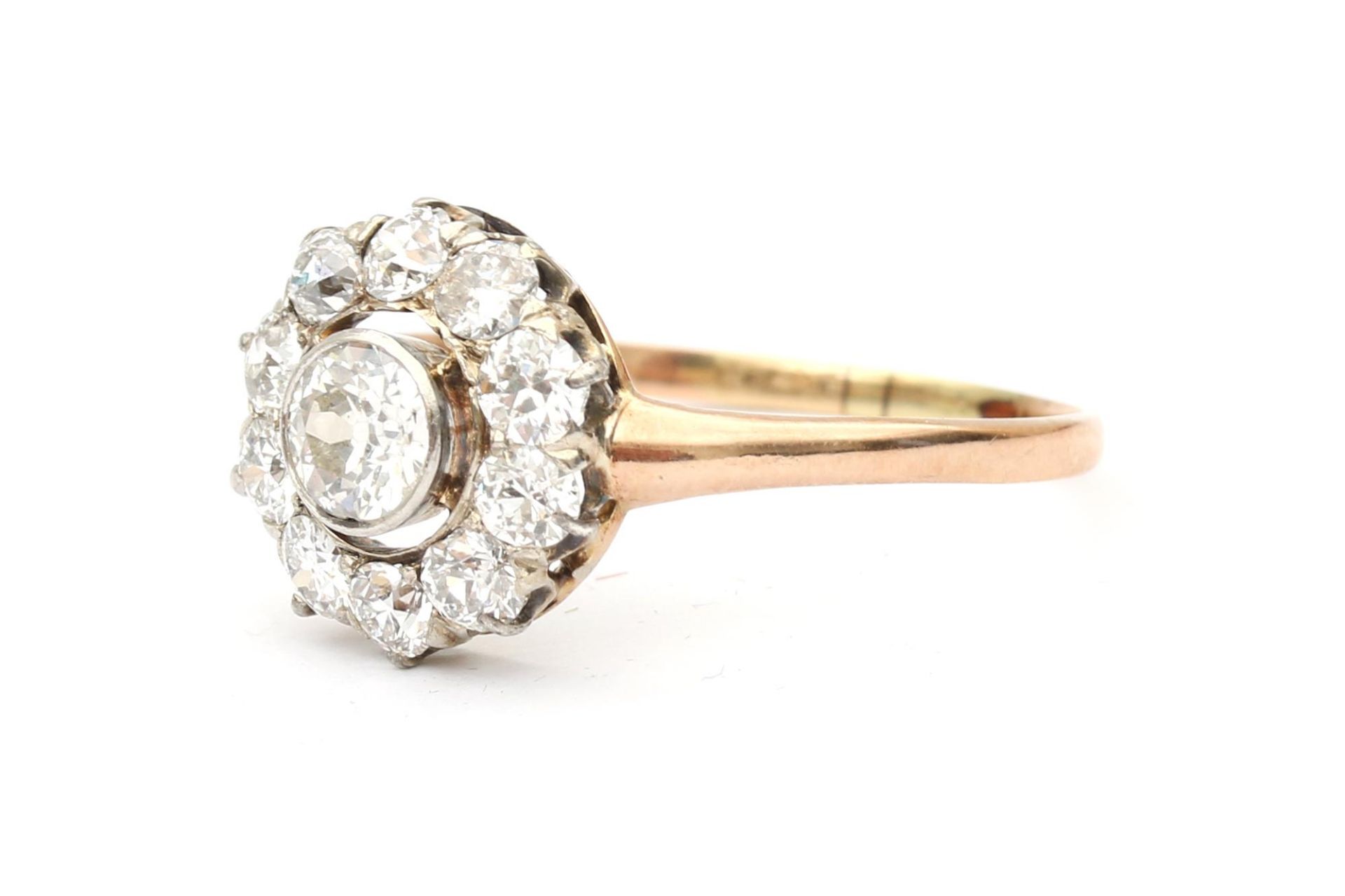 A 14 karat gold diamond cluster ring, ca. 1900 - Image 2 of 2