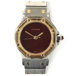 A steel and 18 karat gold Cartier Santos Octagon lady's wristwatch