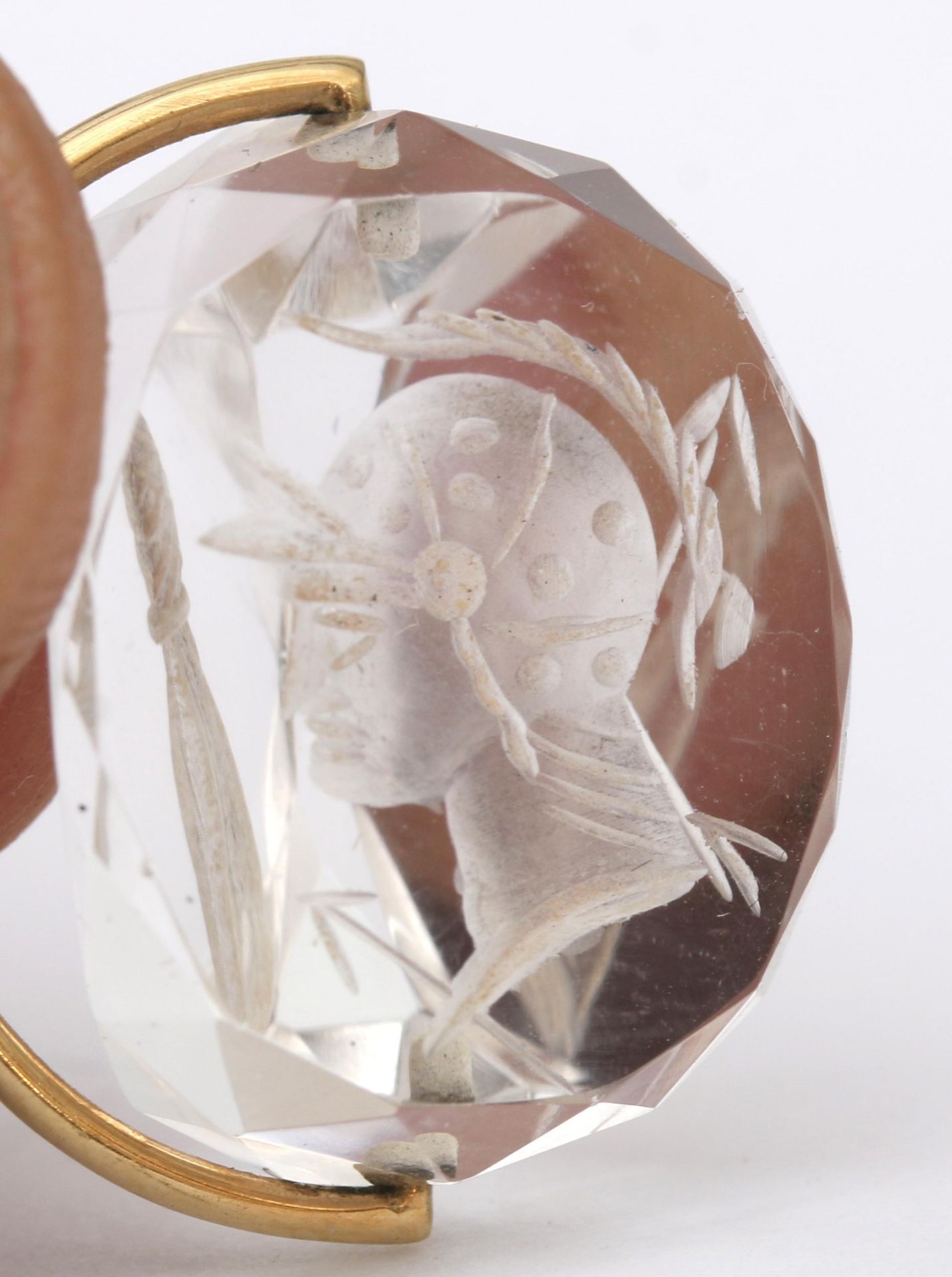 A 14 karat gold quartz fob swivle pendant - Image 2 of 4