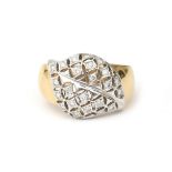 An 18 karat gold diamond ajour work ring