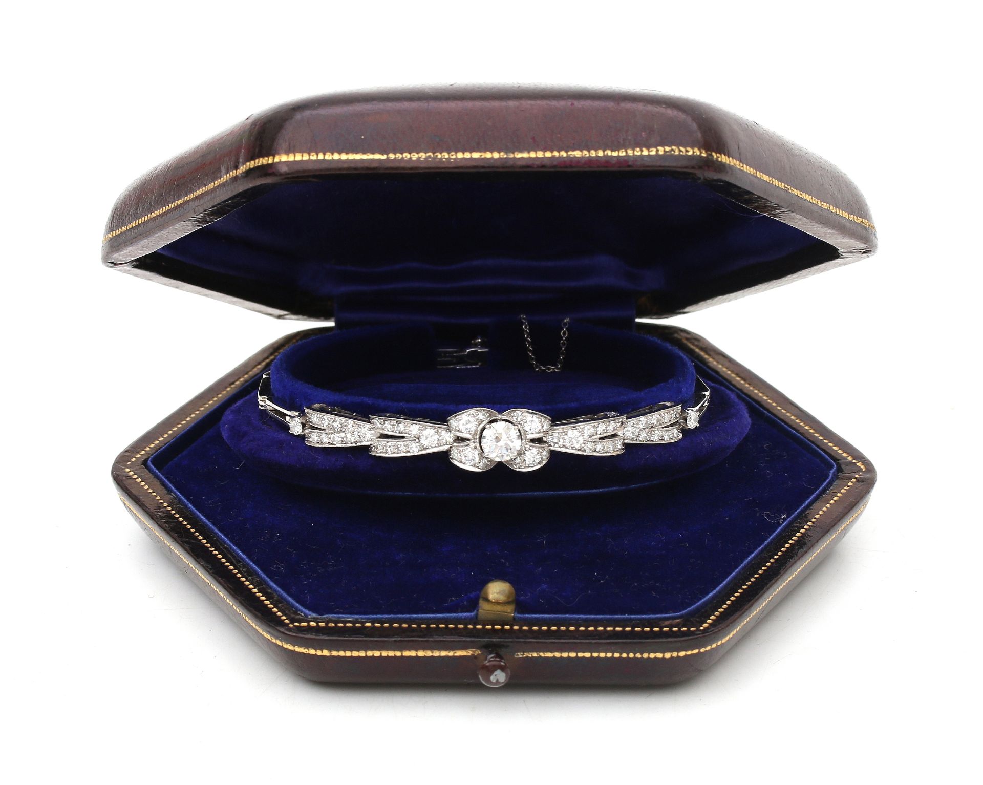 A 14 carat white gold diamond Art Deco bracelet by Steltman ca. 1950 - Image 3 of 3