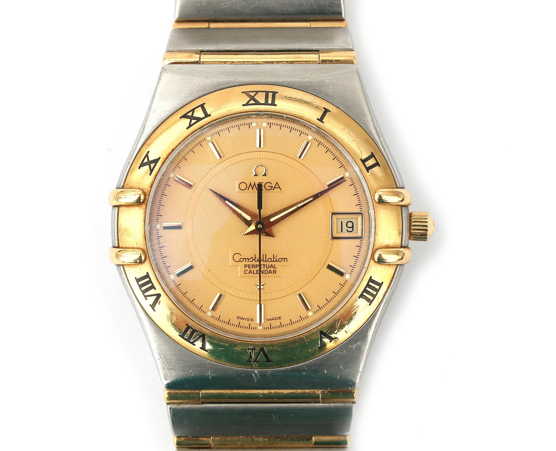A two tone Omega Constellation gentleman's wristwatch