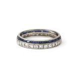 A platinum sapphire and diamond Art Deco eternity ring