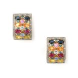 A pair of 18 karat sapphire and diamond earrings