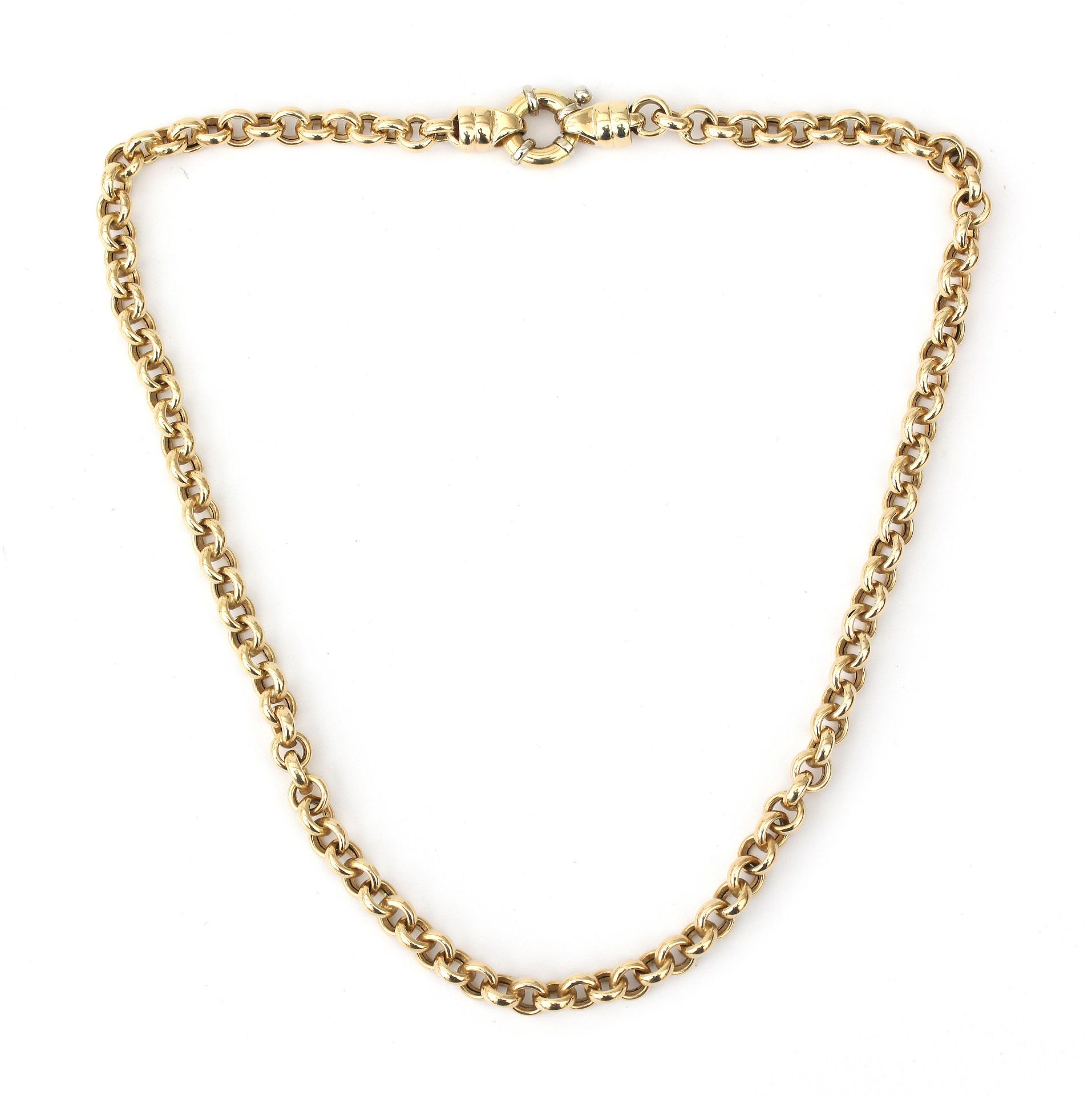 A 14 karat gold link necklace