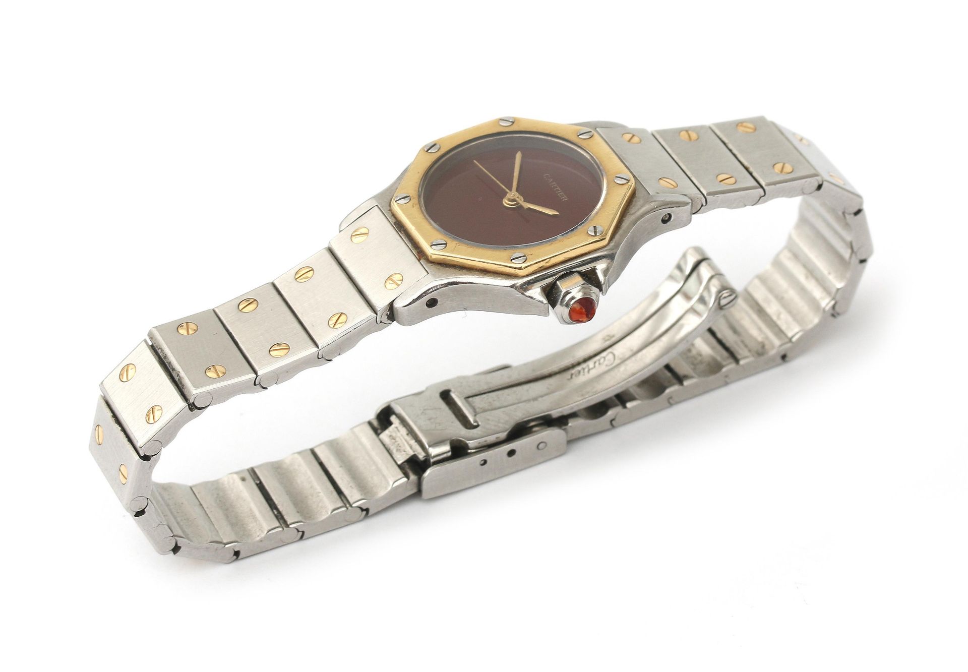A steel and 18 karat gold Cartier Santos Octagon lady's wristwatch - Bild 2 aus 2