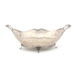 A 835 silver pierced bread basket with beaded border, G. Wijland, Schoonhoven, 1980.