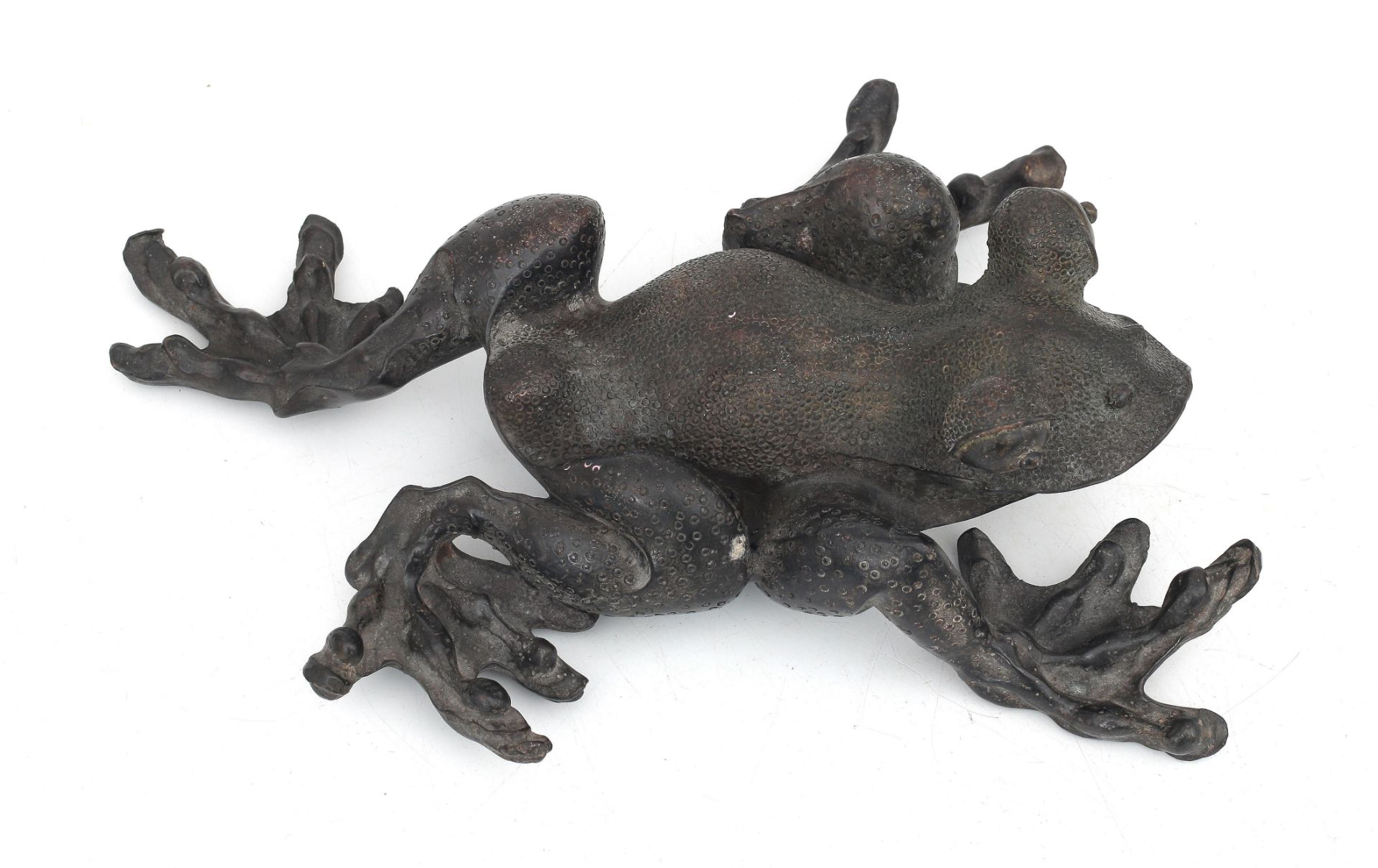 A bronze sculpture of a stylized frog, late Meiji-period.  - Bild 2 aus 4