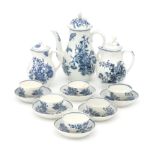 A blue and white soft paste porcelain part of a service, Worcester, England, second half 18th centur