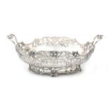 A 835 silver pierced bread basket with engraved decoration of foliate and flower-motifs, Cornelis Ru