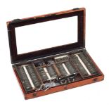 An optician's set in mahogany case, 20th century.