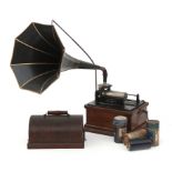 An Edison Fireside phonograph Model A with original horn, United States, ca. 1910.