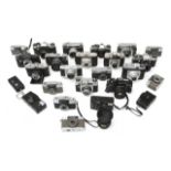 A collection of circa 25 cameras, including, amongst others: Olympus, Praktica, Agfa and Yashica, ma