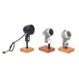 Three electrodynamic microphones: Amperita, Turner and unmarked.