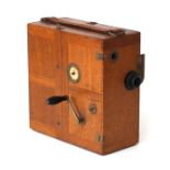 An Ernemann 35mm film camera in wooden case, type Kino Modell A, Dresden, ca. 1915.