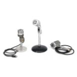 Three electrodynamic microphones: Elektro Voice, type 630, Reslo, type PGD and Astatic, type DN-H7.