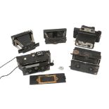Five diverse stereo cameras, including, amongst others, Coronet and Goerz, second half 20th century.
