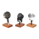 Three electrodynamic microphones: Philipe type 9528, Melodium type 75 and Geloso type N.