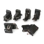 Six folding camera's for film, mainly Kodak, USA, early 20th century.